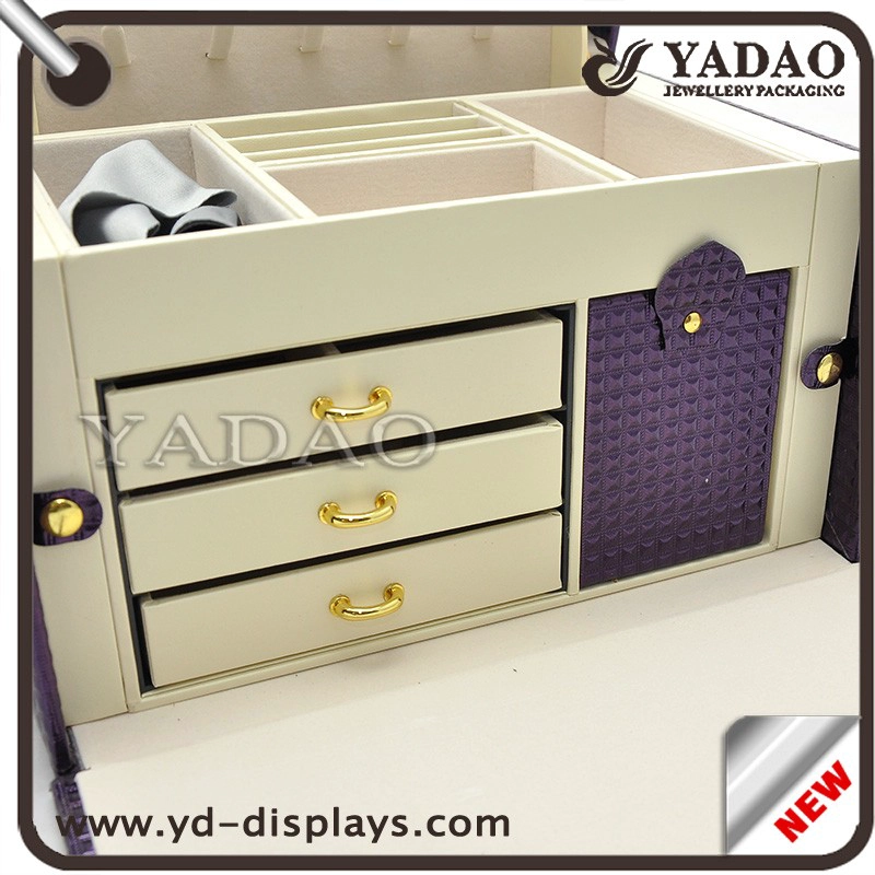 China customize useful wooden packaging box case jewelry storage display wooden boxcase purple color manufacturer