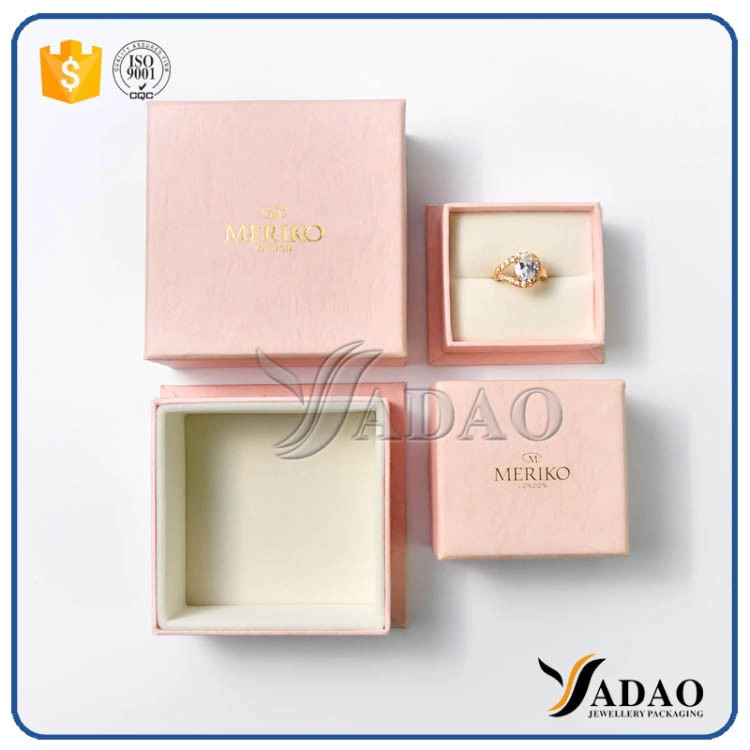 China high-end luxury slight peach color competitive price  quality  paper jewelry box for jewelery manufacturer