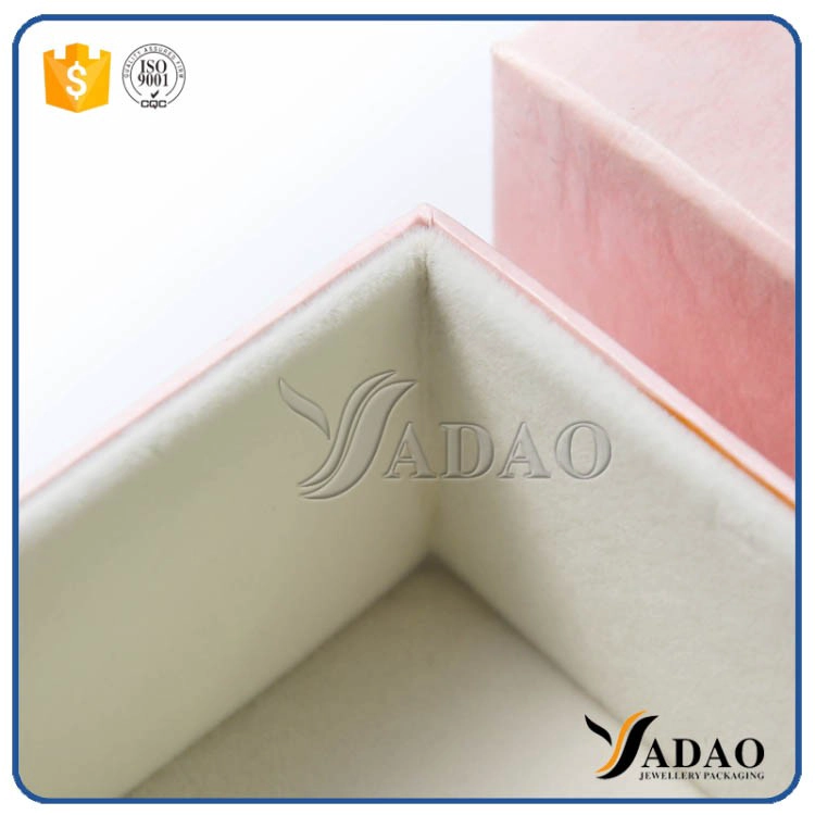 China high-end luxury slight peach color competitive price  quality  paper jewelry box for jewelery manufacturer