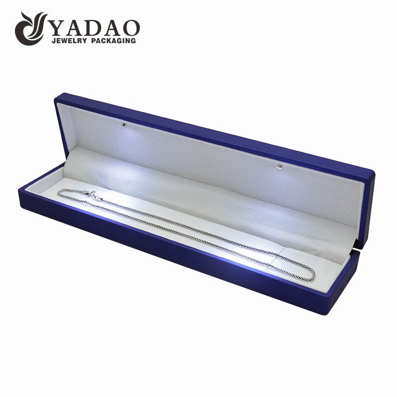 China shinny luxurious delicate wonderful simple custom color matte finish plastic LED jewelry box for sale manufacturer