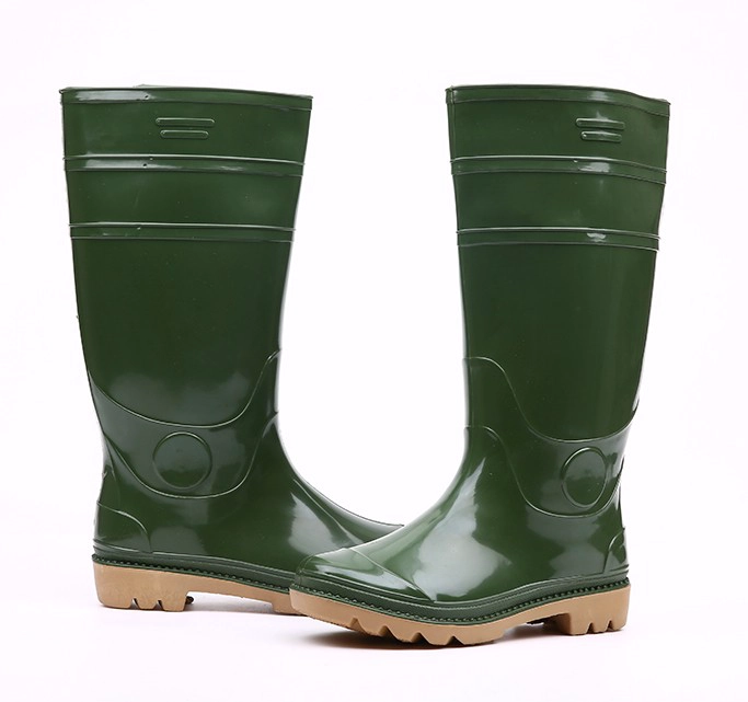 103-2 shiny green pvc rain boots