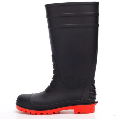 108-9 schwarz ölbeständige Stahlkappe Sicherheits Regen Stiefel PVC