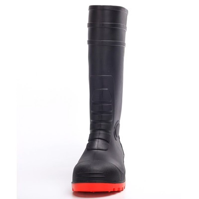 108-9 schwarz ölbeständige Stahlkappe Sicherheits Regen Stiefel PVC
