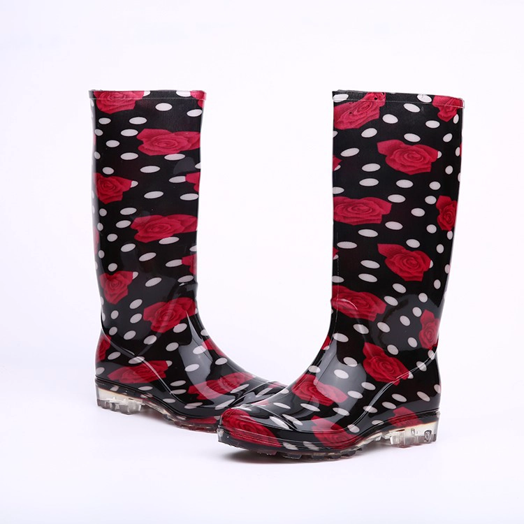 202-2 rosa vermelha botas de chuva de pvc senhoras