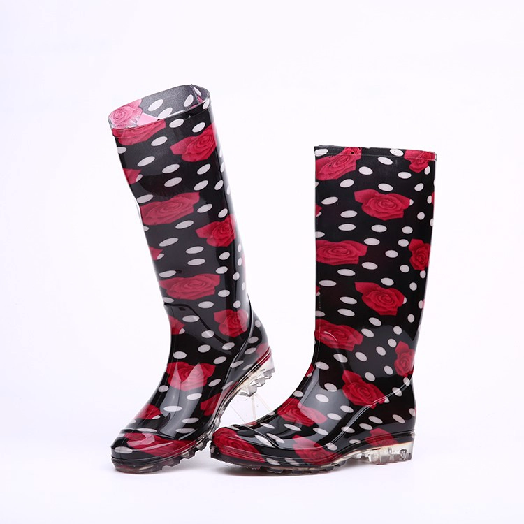 202-2 rosa vermelha botas de chuva de pvc senhoras
