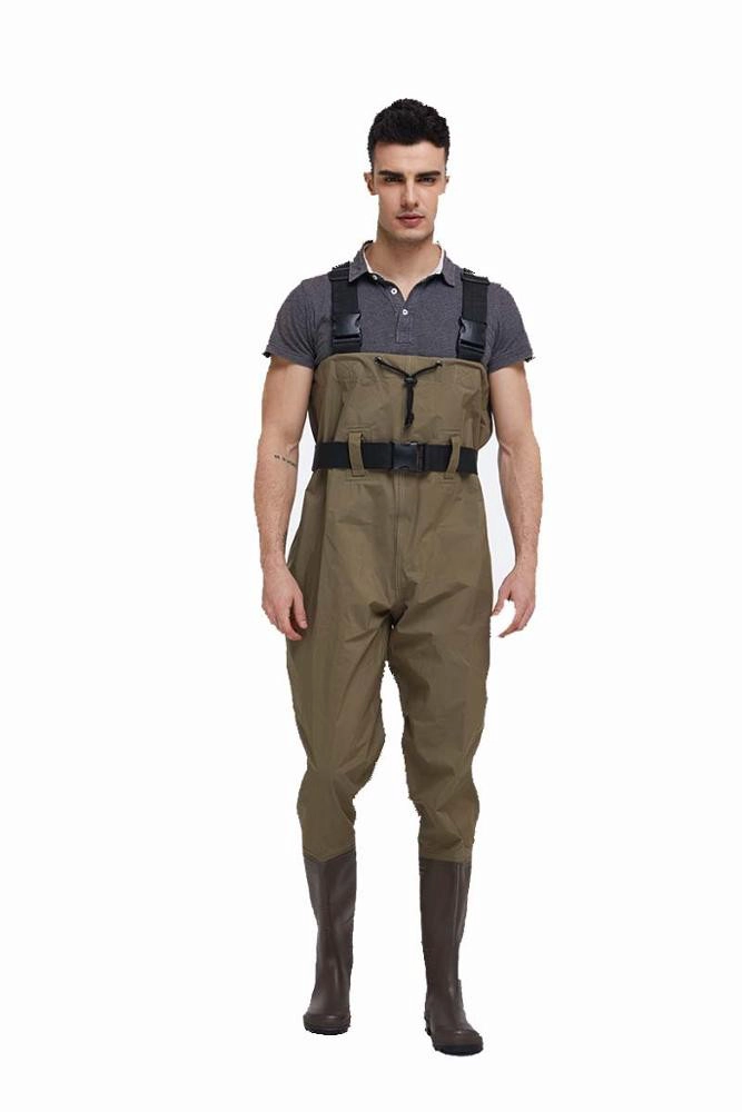 CW004 Wader de pêche étanche à l'eau en plein air hommes en nylon PVC poitrine wader pour le travail