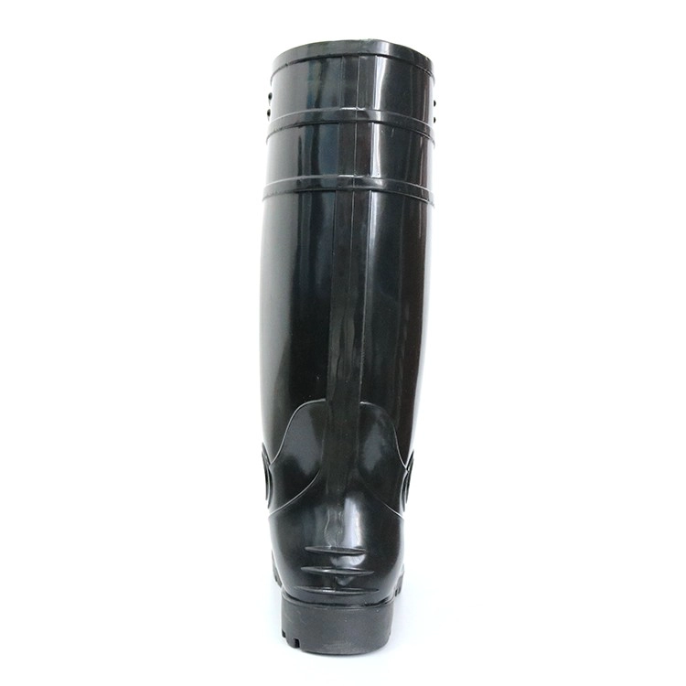 F30BB Negro puntera de acero botas de lluvia de seguridad de pvc con brillo barato