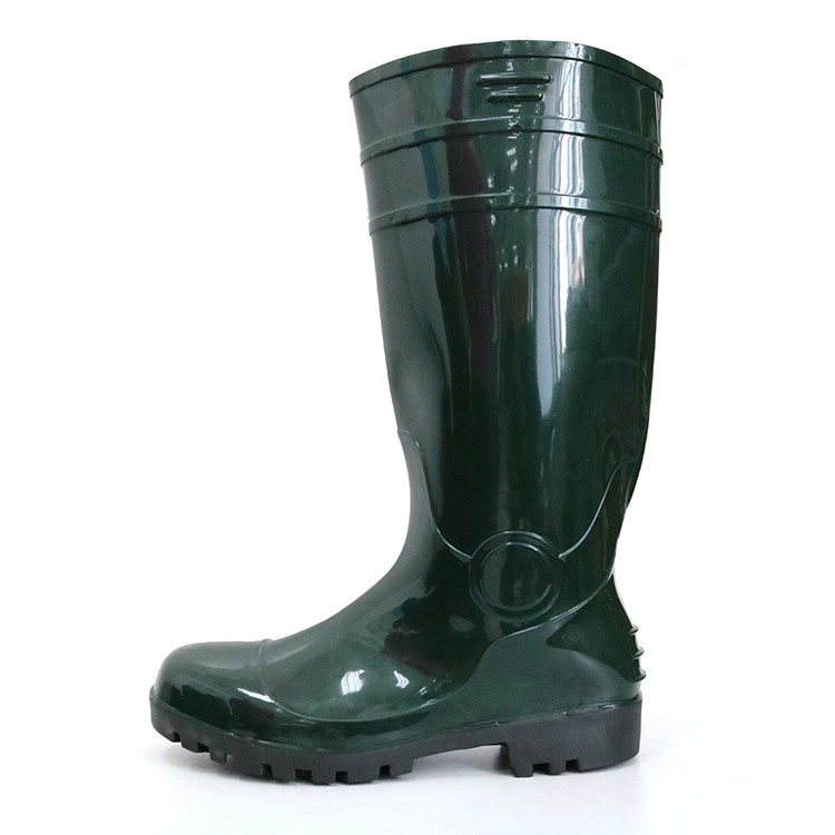 F30GB groene waterdichte lichtgewicht glanzende pvc-regenlaars