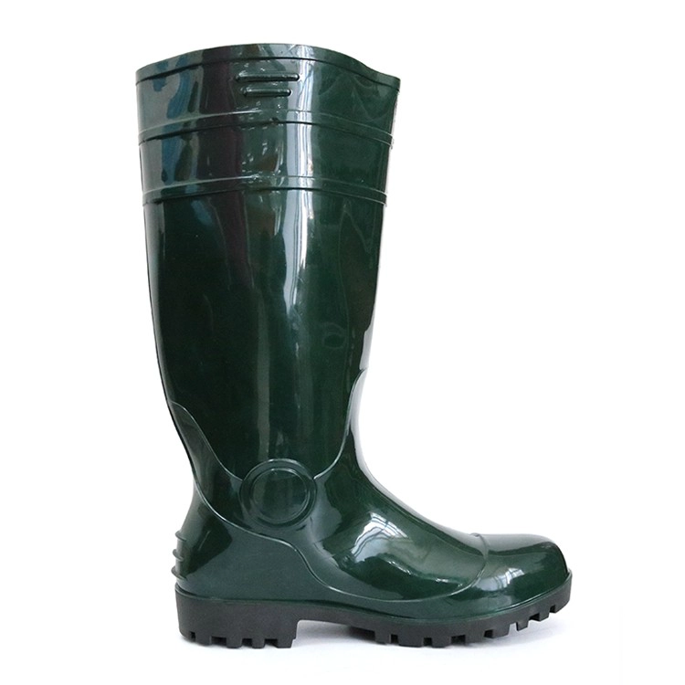 F30GB groene waterdichte lichtgewicht glanzende pvc-regenlaars