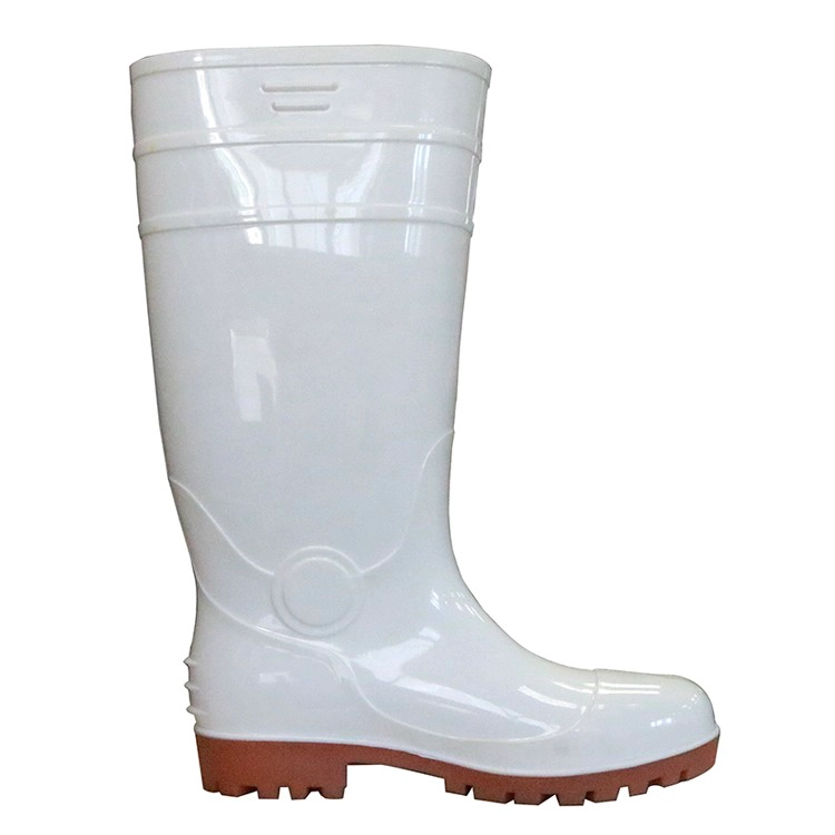 F30WN white anti slip water proof pvc glitter safety rain boots steel toe