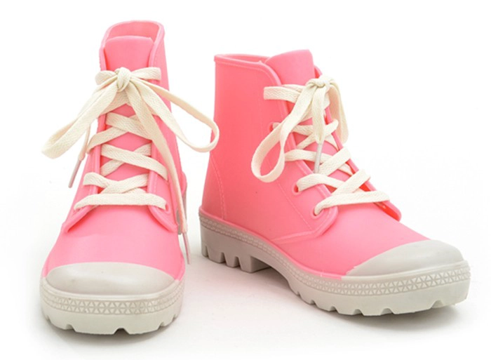 HFB-004 rosa Farbe lace up Damen Knöchel Regen Schuhe Stiefel