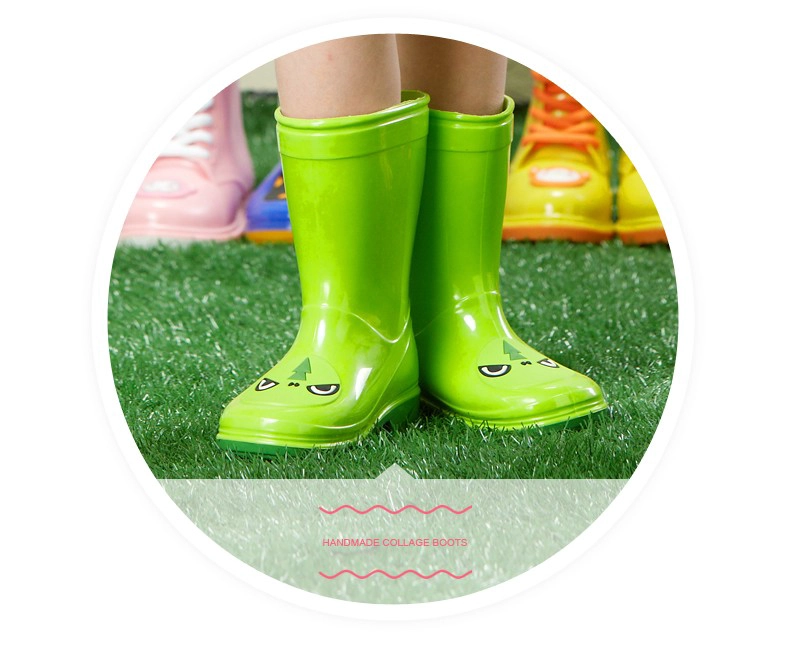 KRB-003 los cargadores de lluvia coloful verdes del pvc de la manera para los cabritos