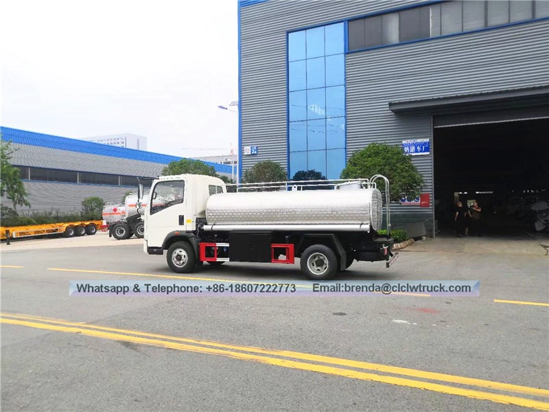 Thép không gỉ 1000L-5000L để vận chuyển sữa vận chuyển bể chứa sữa trên xe tải