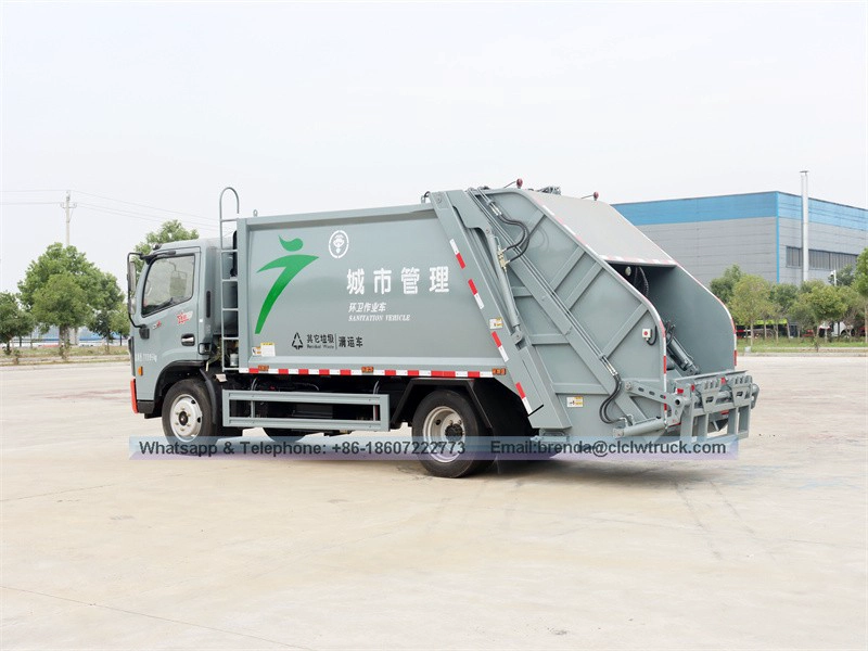 DFAC 4X2 8CBM การบีบอัดขยะรถบรรทุก