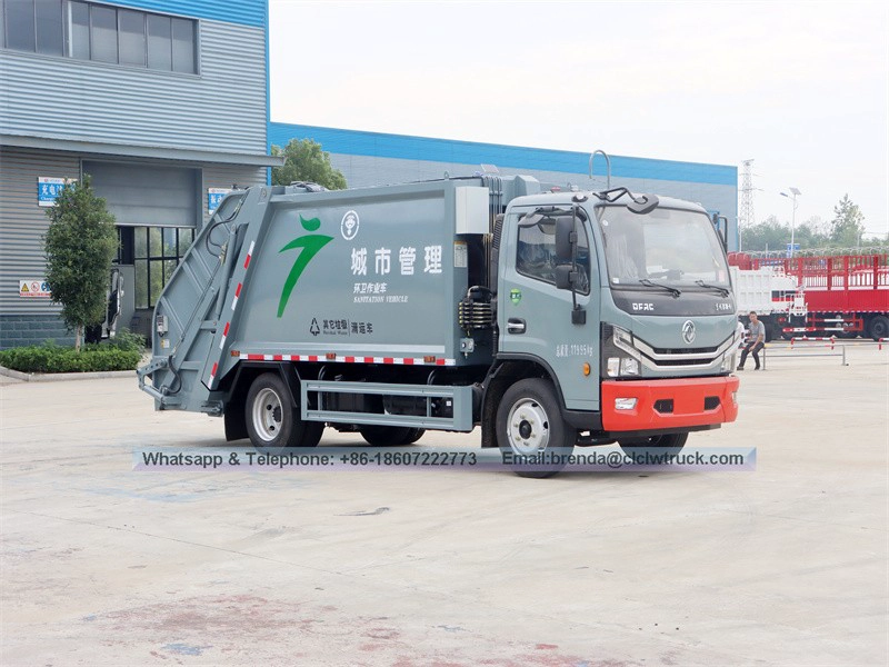 DFAC 4X2 8CBM การบีบอัดขยะรถบรรทุก