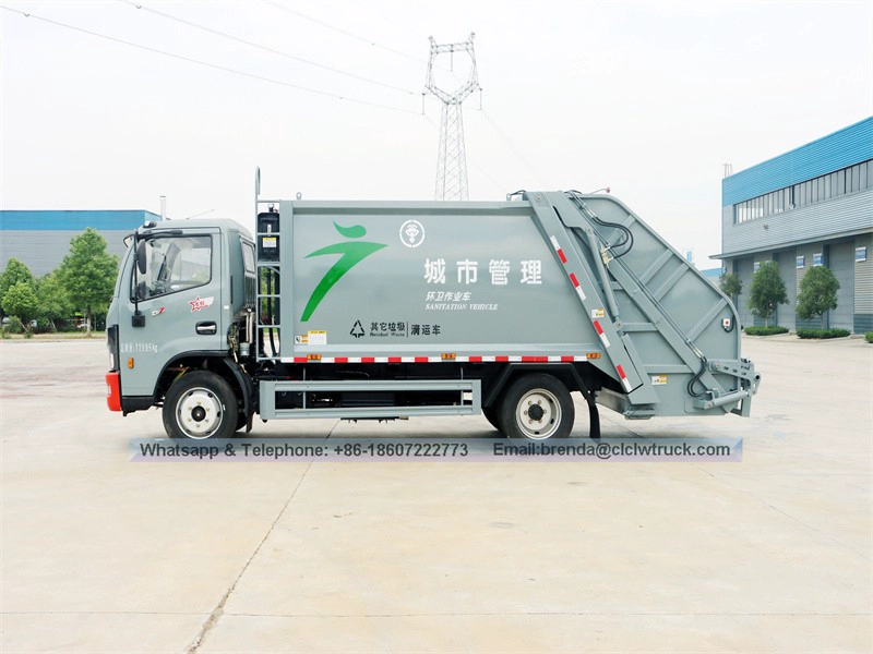 DFAC 4X2 8CBM การบีบอัดขยะรถบรรทุก