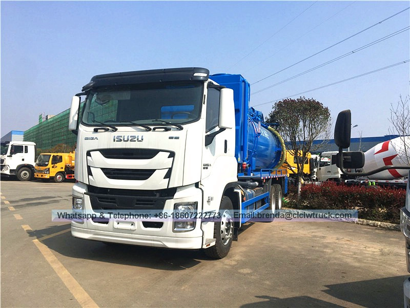 ISuzu 6X4 High Pressure Pump 20000L 20ton Sewer Cleaning Suction Truck- 18ton high-pressure clean pressure suction truck