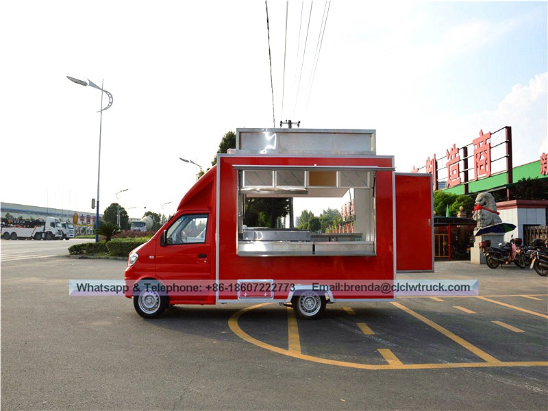 มัลติฟังก์ชั่ Dongfeng มินิรถบรรทุกอาหารมือถือ