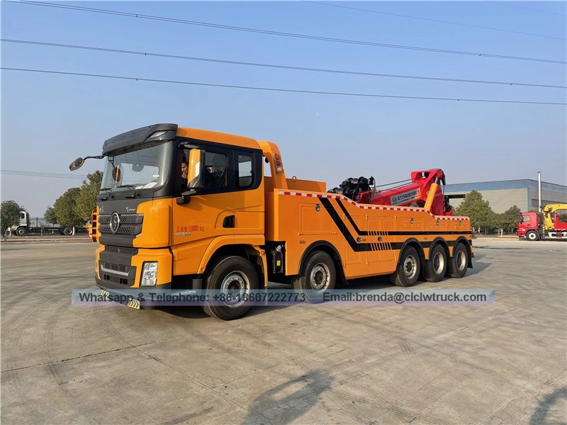 การขายร้อน Shacman 40 ตันหนักถนน Duty Wrecker/Towing Truck Recovery Recovery พร้อมบูมหมุน