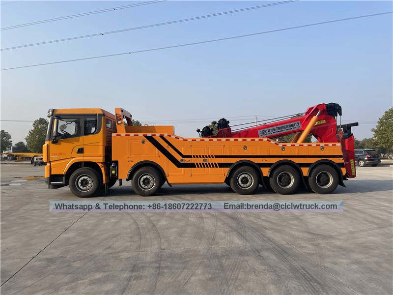 การขายร้อน Shacman 40 ตันหนักถนน Duty Wrecker/Towing Truck Recovery Recovery พร้อมบูมหมุน