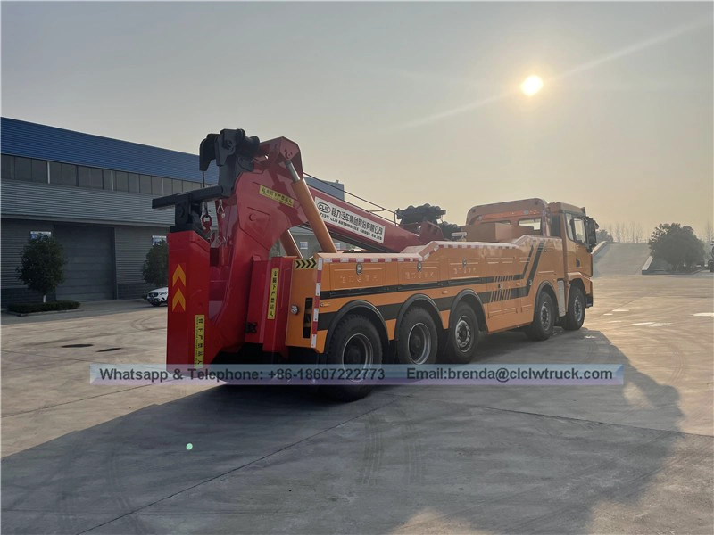 การขายร้อน Shacman 40 ตันหนักถนน Duty Wrecker/Towing Truck Recovery Recovery พร้อมบูมหมุน