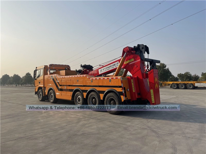 การขายร้อน Shacman 40 ตันหนักถนน Duty Wrecker/Towing Truck Recovery Recovery พร้อมบูมหมุน