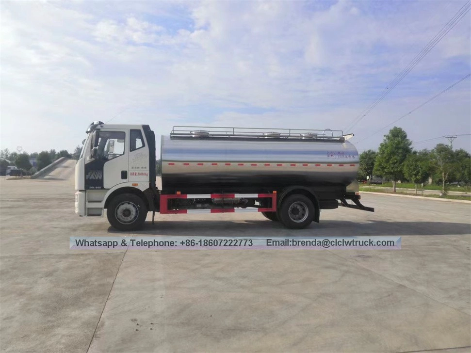 FAW अछूता दूध टैंक ट्रक 8000L-10000L दूध परिवहन ट्रक