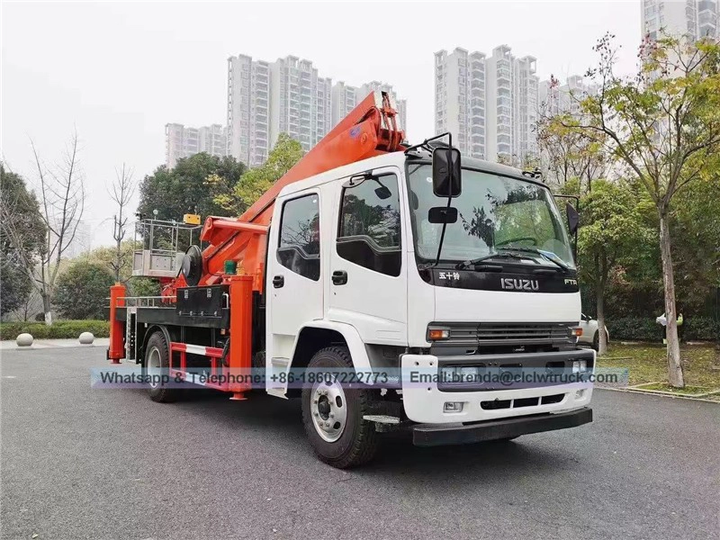 ISUZU 18 mét / 20 mét Xe tải nền tảng làm việc thủy lực trên không cánh tay thẳng để bảo trì đèn đường