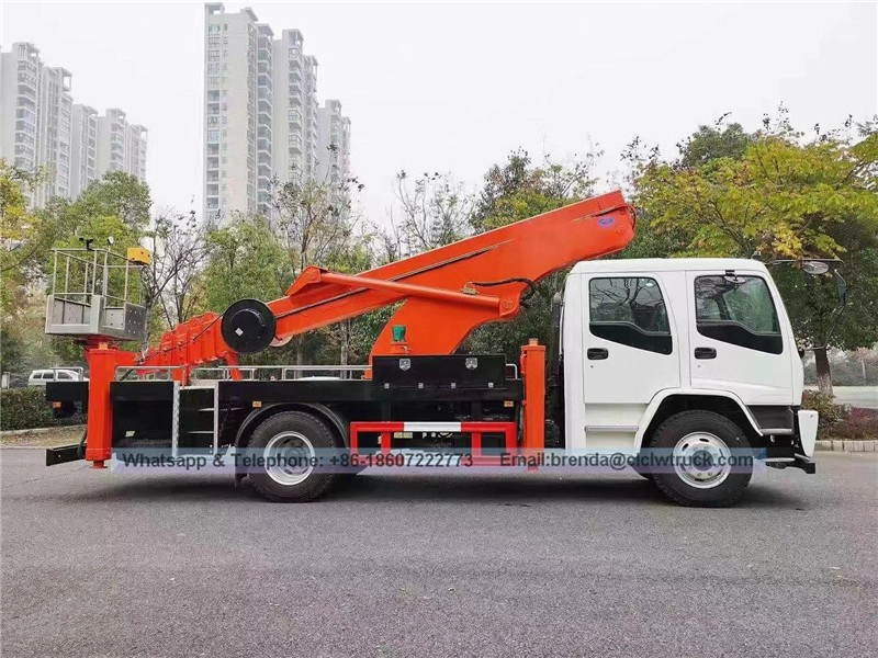 ISUZU 18 mét / 20 mét Xe tải nền tảng làm việc thủy lực trên không cánh tay thẳng để bảo trì đèn đường