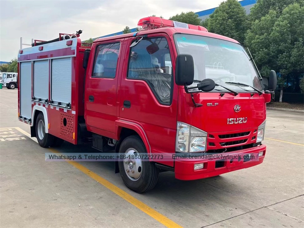 Isuzu Fire Motor Truck 2cbm 2ton 2000l Caminhão de bombeiros de tanque de água para venda quente
