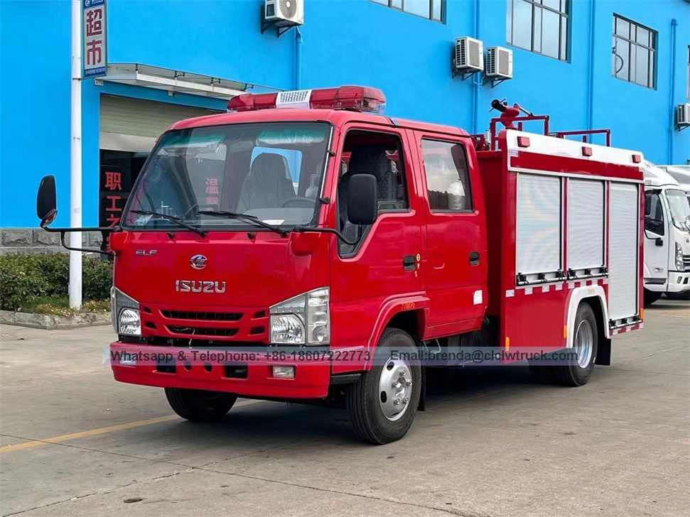 Isuzu Fire Motor Truck 2cbm 2ton 2000l Caminhão de bombeiros de tanque de água para venda quente