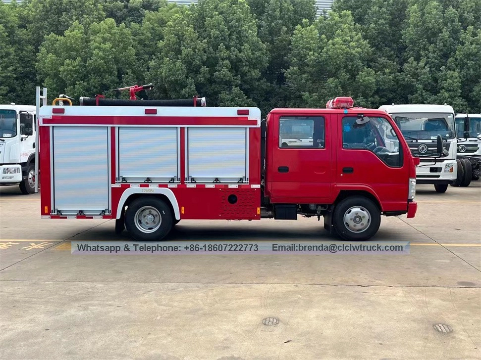 Isuzu Fire Motor Truck 2cbm 2ton 2000l Caminhão de bombeiros de tanque de água para venda quente