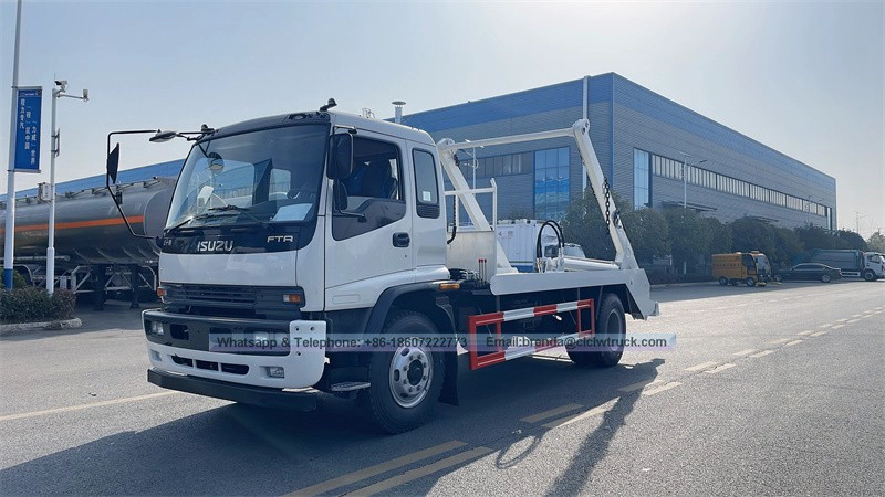 China Japan Brand Isuzu Ftr 10cbm Urban Swing arm garbage truck 10tons trash vehicle pric manufacturer
