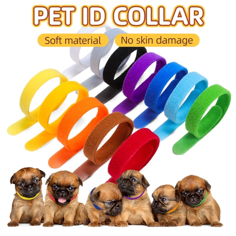 New-designed Puppy ID Collars Newborn Kitten pup Soft Collar Adjustable Identification Collar for Pet