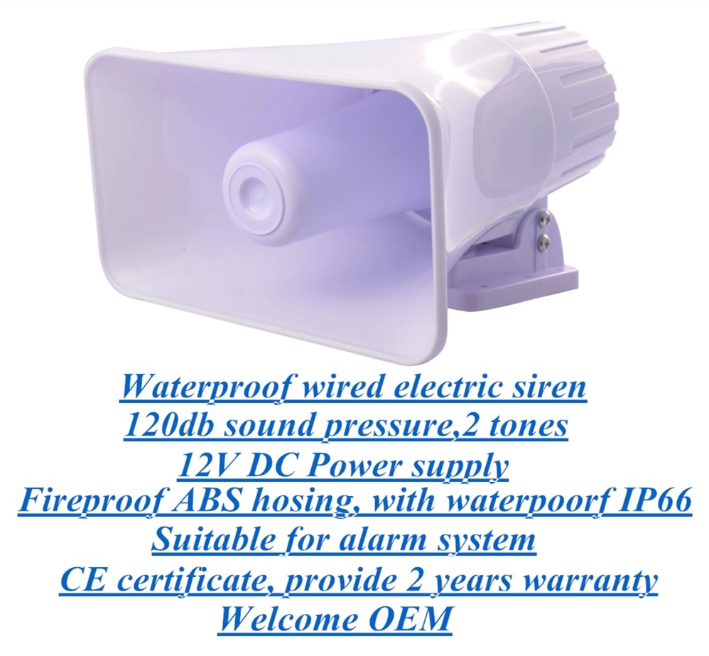 White color wired electric alarm siren from shenzhen alarm siren manufacturer