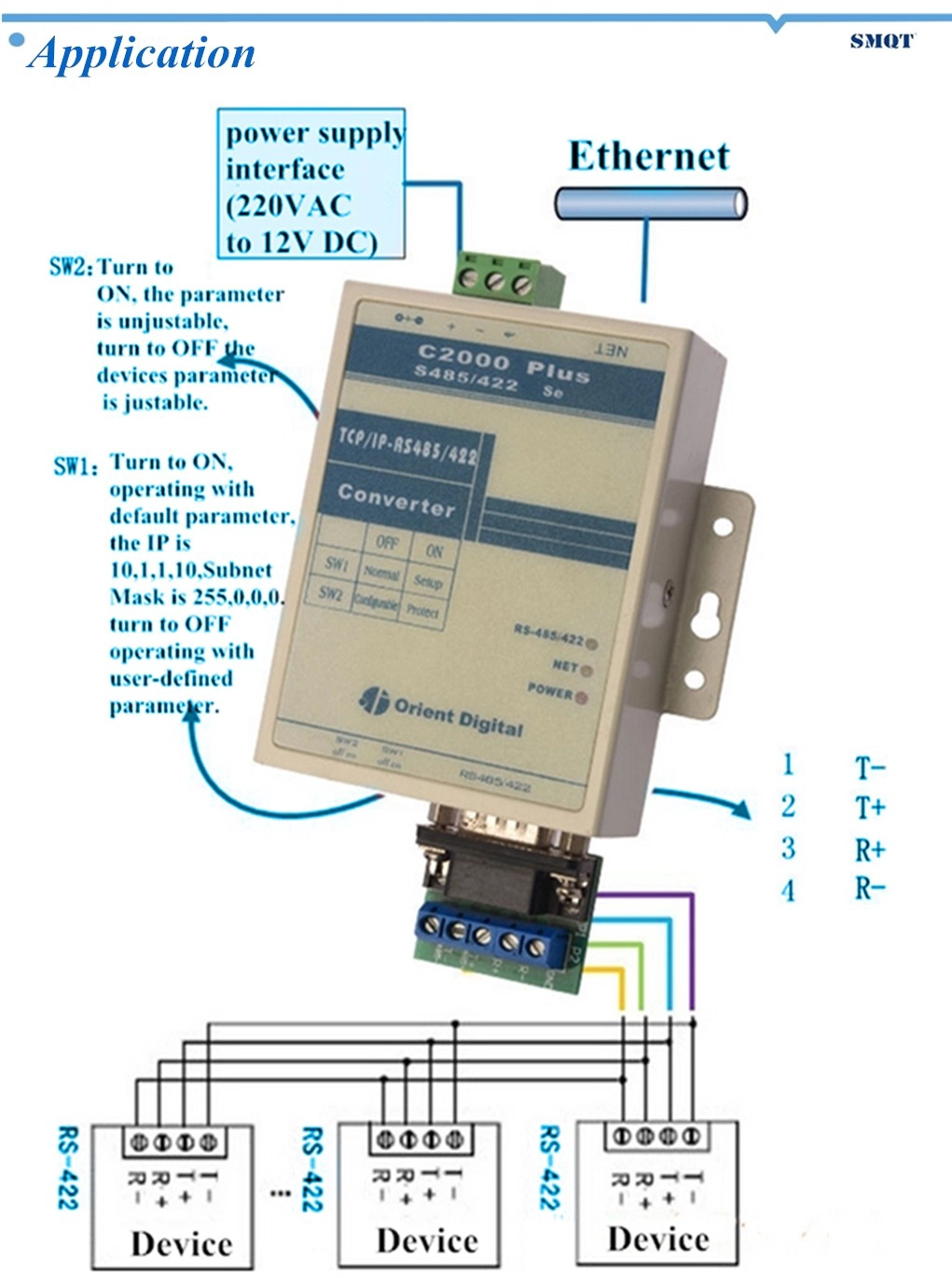 Data transmission converter RS232/485 to TCP/IP EA-06