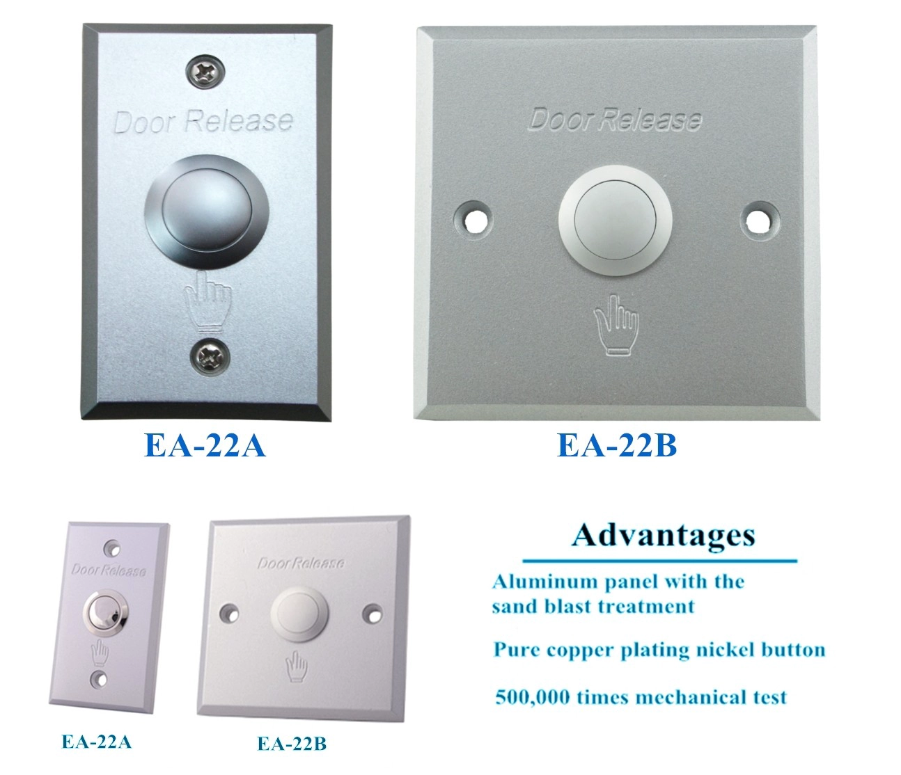 Aluminum panel door release/switch button