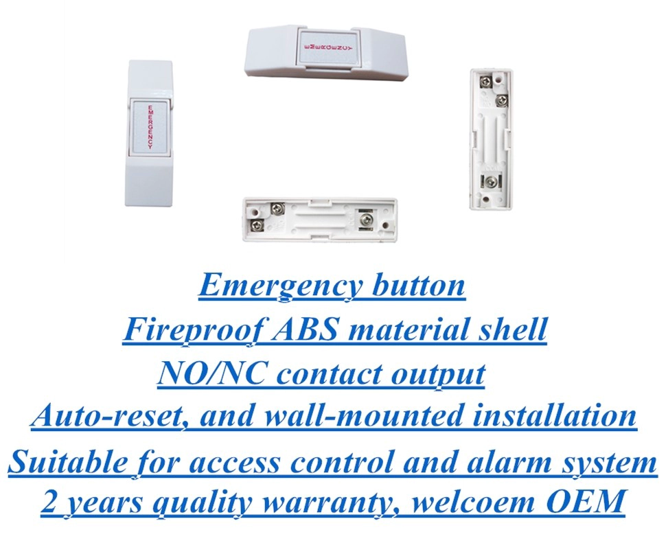 Auto-reset emergency button for alarm system and access control system