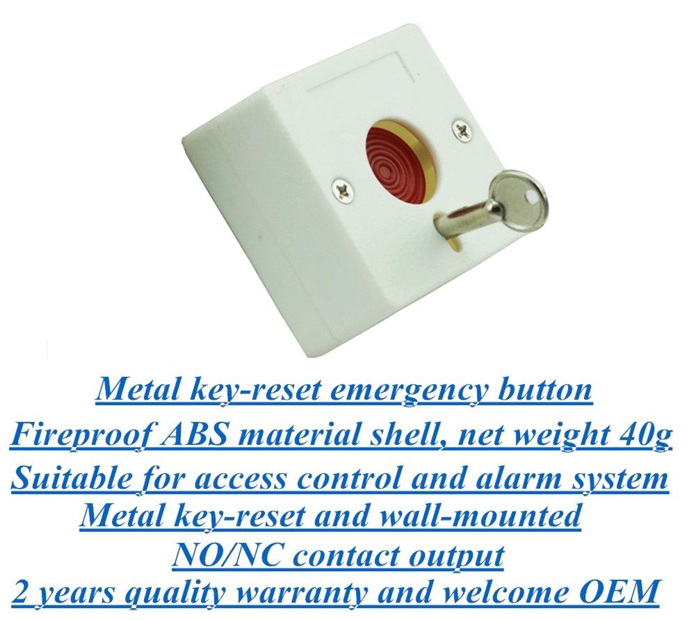 Metal key-reset mini size emergency button for alarm system and access control system