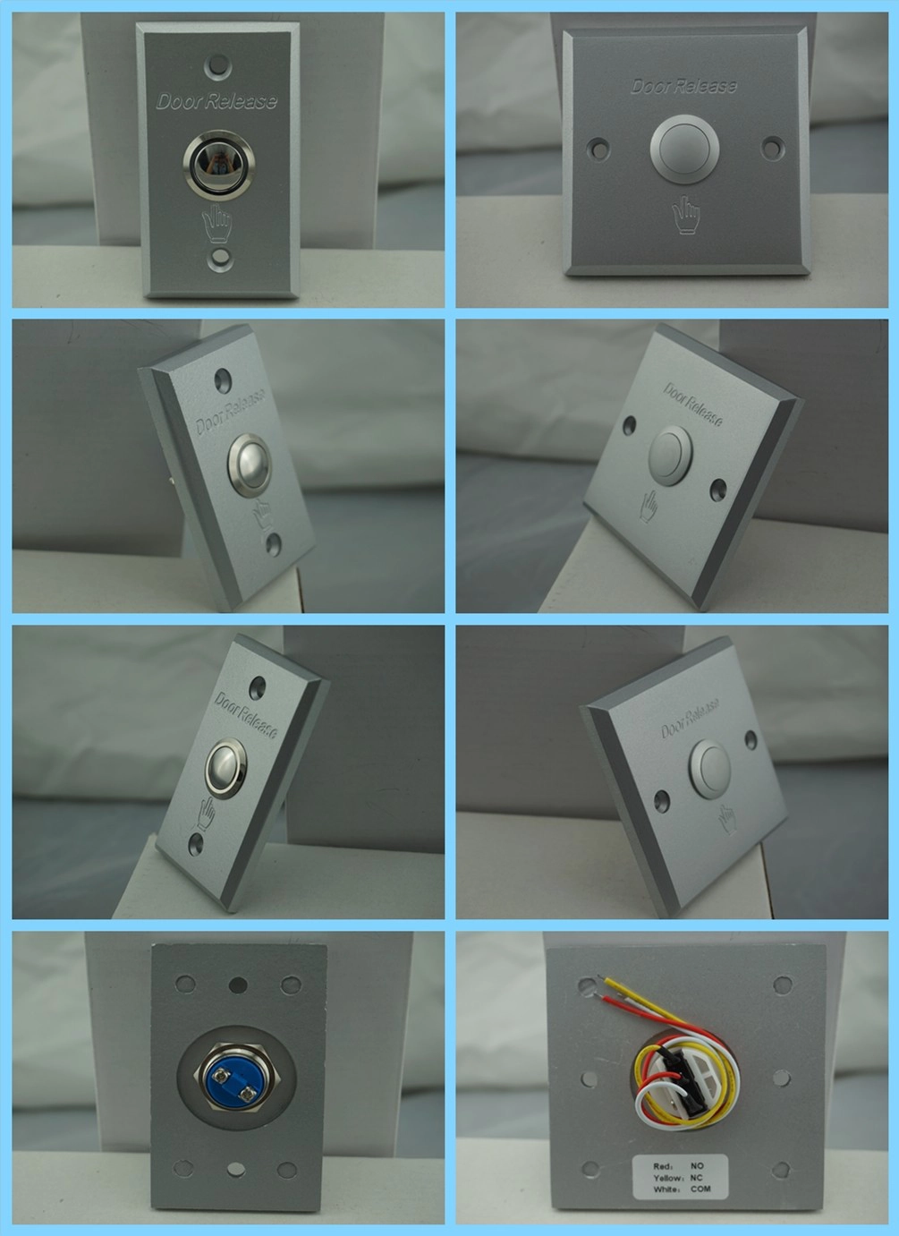 Aluminum panel door release/switch button