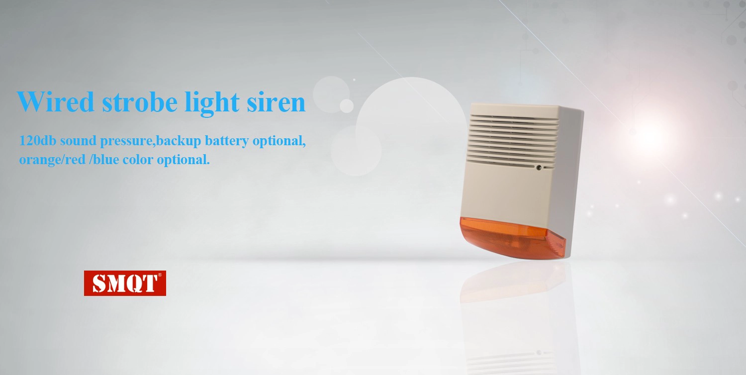Outdoor wired electric strobe light alarm siren with backup battery optional