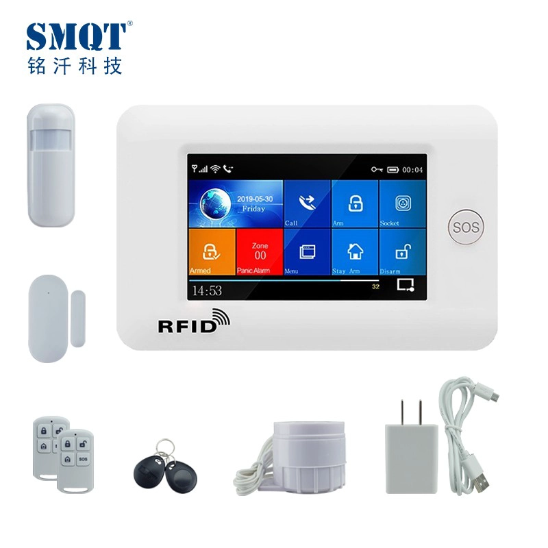 Kit sistema di allarme di sicurezza domestica wireless WIFI GSM touchscreen da 4,3 pollici