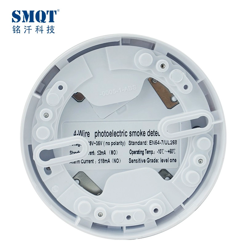 Detector de humos fotoeléctrico de 9 ~ 35V CC de 4 hilos conforme a la norma EN54 UL para el sistema de alarma contra incendios