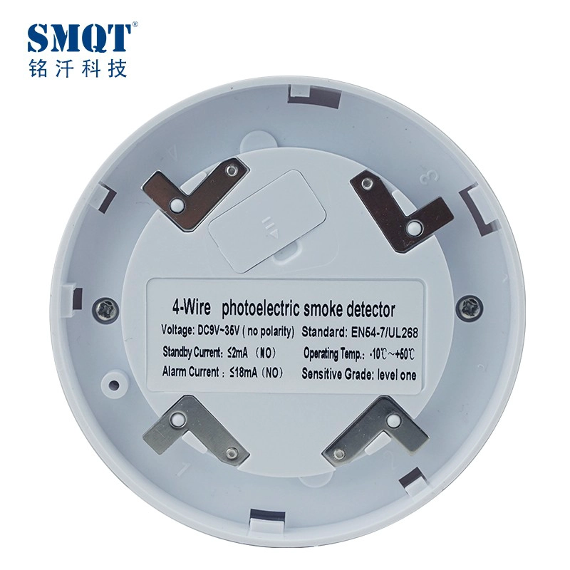 Detector de humos fotoeléctrico de 9 ~ 35V CC de 4 hilos conforme a la norma EN54 UL para el sistema de alarma contra incendios