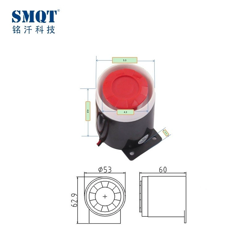 ABS vật liệu 12V DC báo động điện siren 115db