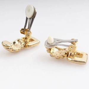 China 18k solid earring gold worm shape clip on earrings E30183 manufacturer
