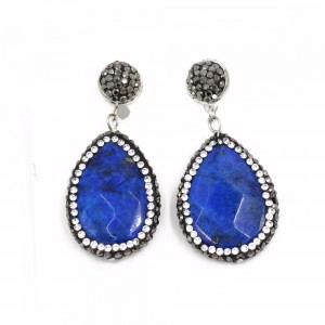 China 2018 New Design Ladies Navy Blue Natural Stone Fashion Earring Christmas Jewelry Gift manufacturer