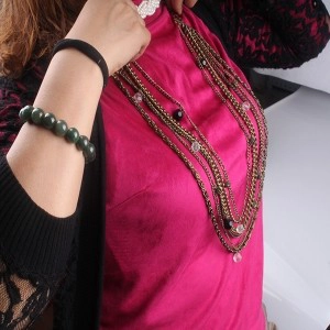 Antique Gold Multi Type Layered Chains Necklace