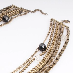 Antique Gold Multi Type Layered Chains Necklace