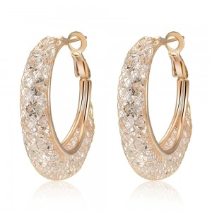 Китай Best Selling Artificial Jewellery Mesh Crystal Gold Hoop Earrings Wholesale Fashion Jewelry OEM Factory производителя